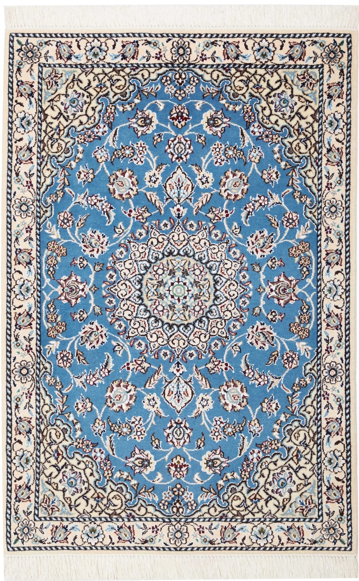Nain Teppich 83 x 117cm, florales Design, handgeknüpft, Perserteppich