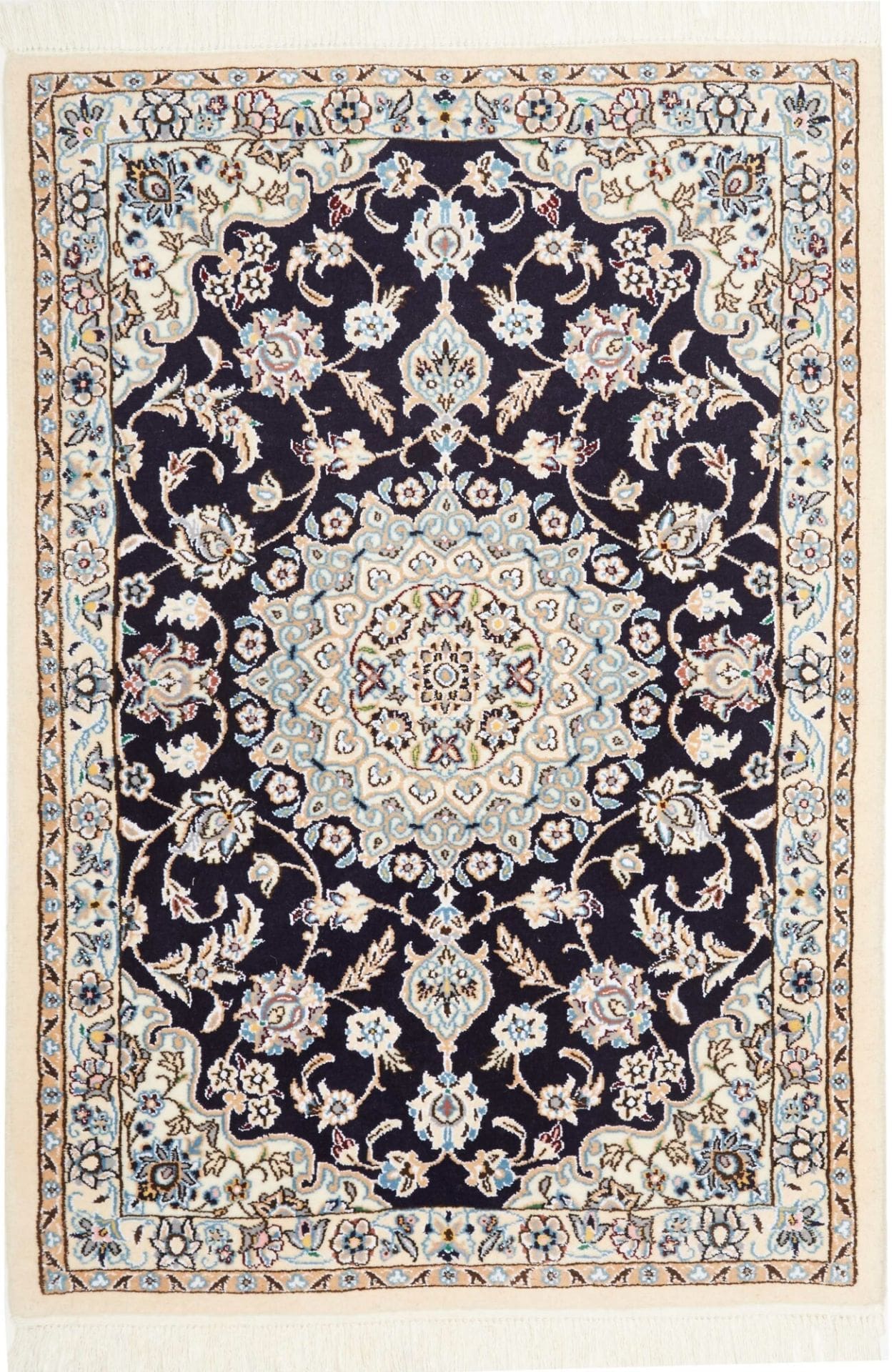 Nain Teppich 83 x 117cm, florales Design, Schurwolle, handgeknüpft