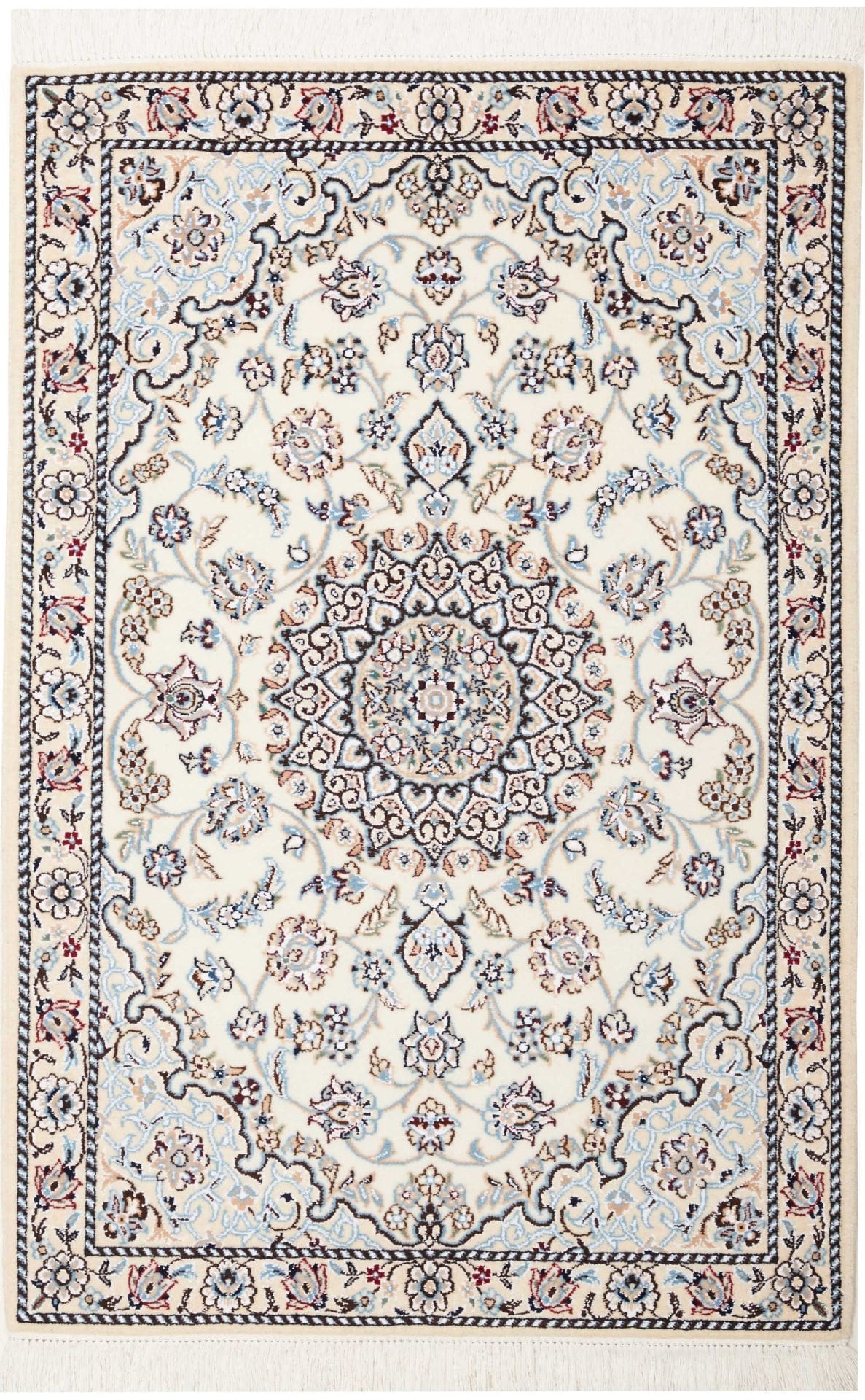 Nain Teppich 83 x 119 cm, florales Muster, handgeknüpft, Perserteppich