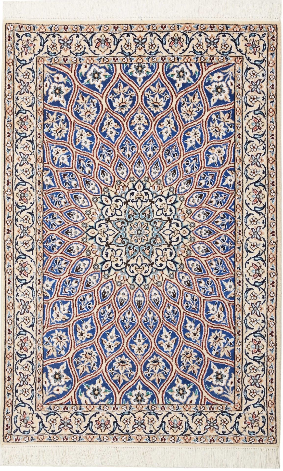 Nain Teppich 83 x 121 cm, florale Muster, handgeknüpft, Perserteppich