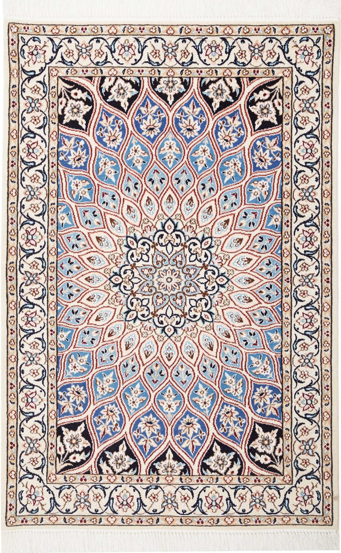 Nain Teppich 83 x 121 cm, florales Design, Schurwolle, handgeknüpft