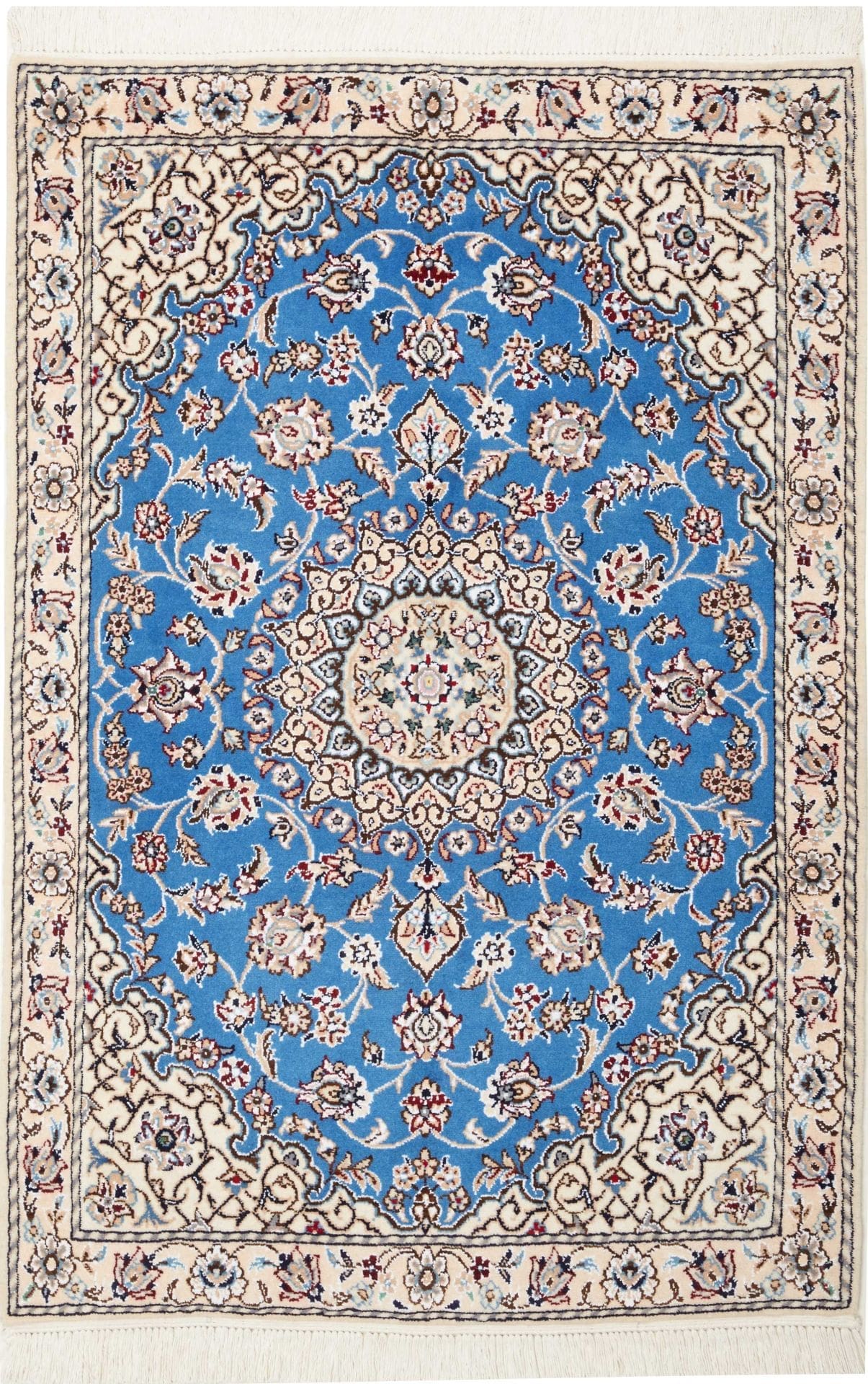 Nain Teppich 84 x 120cm, florale Musterung, handgeknüpft