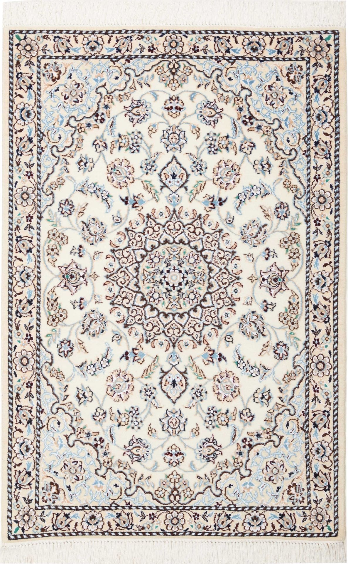 Nain Teppich 84 x 125cm, florale Muster, Schurwolle, handgeknüpft