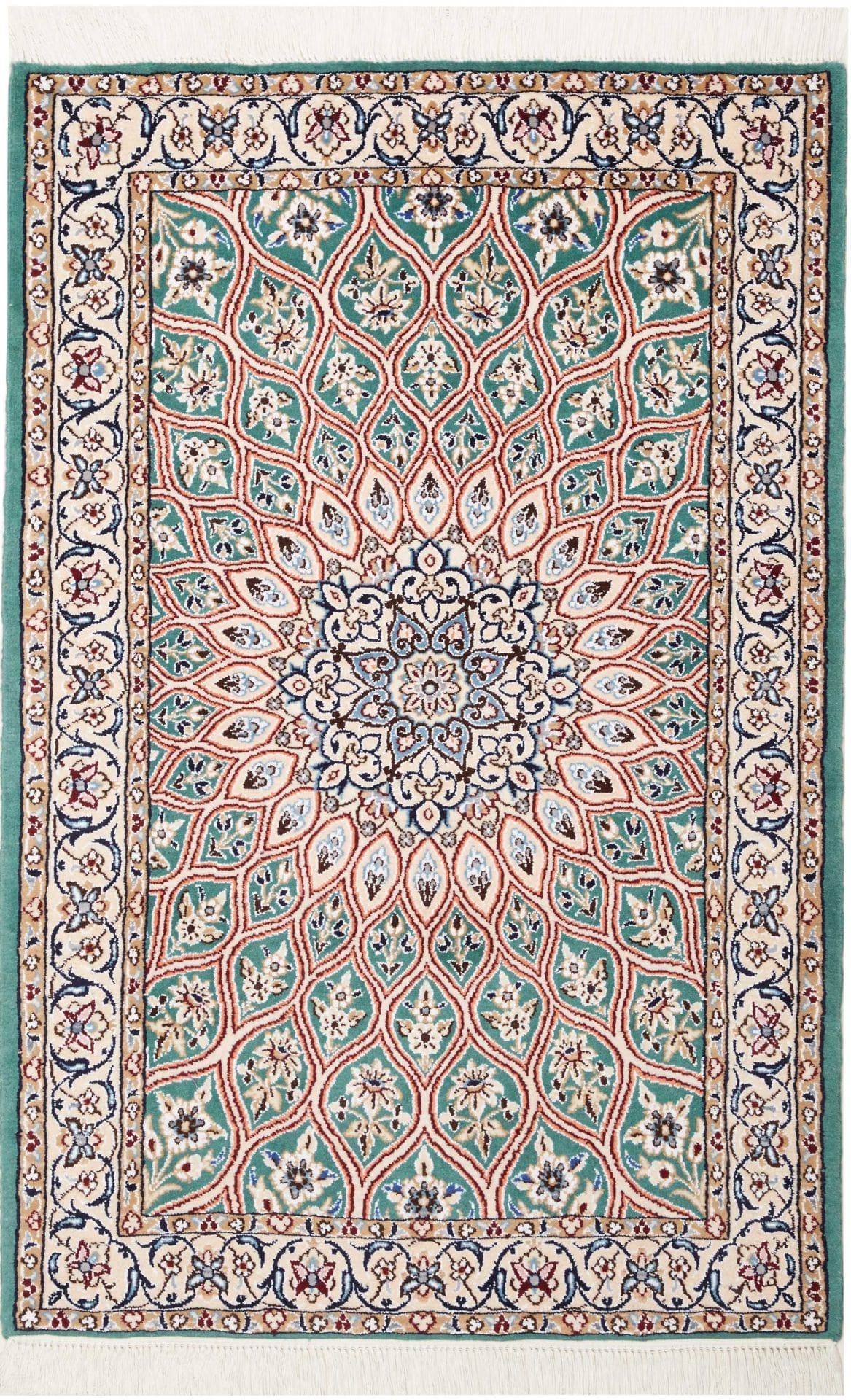 Nain Teppich 84 x 126 cm, florale Muster, handgeknüpft, Perserteppich