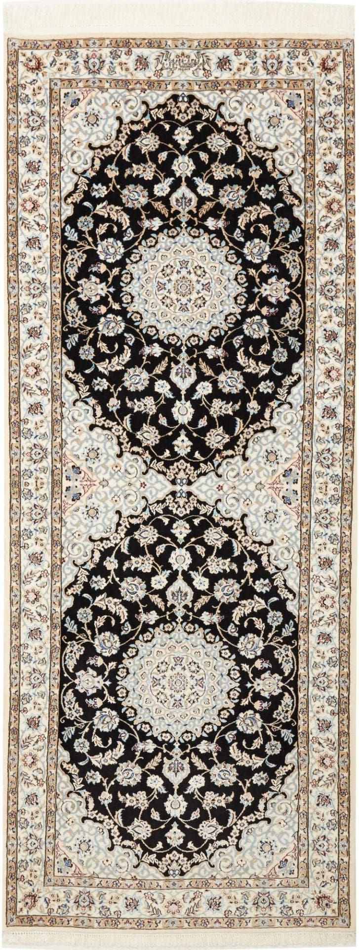 Nain Teppich 84 x 219cm, florale Muster, handgeknüpft, Perserteppich