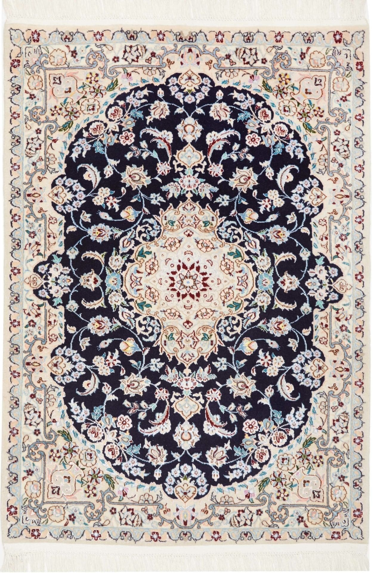 Nain Teppich 85 x 116 cm, handgeknüpft, florale Muster, Perserteppich