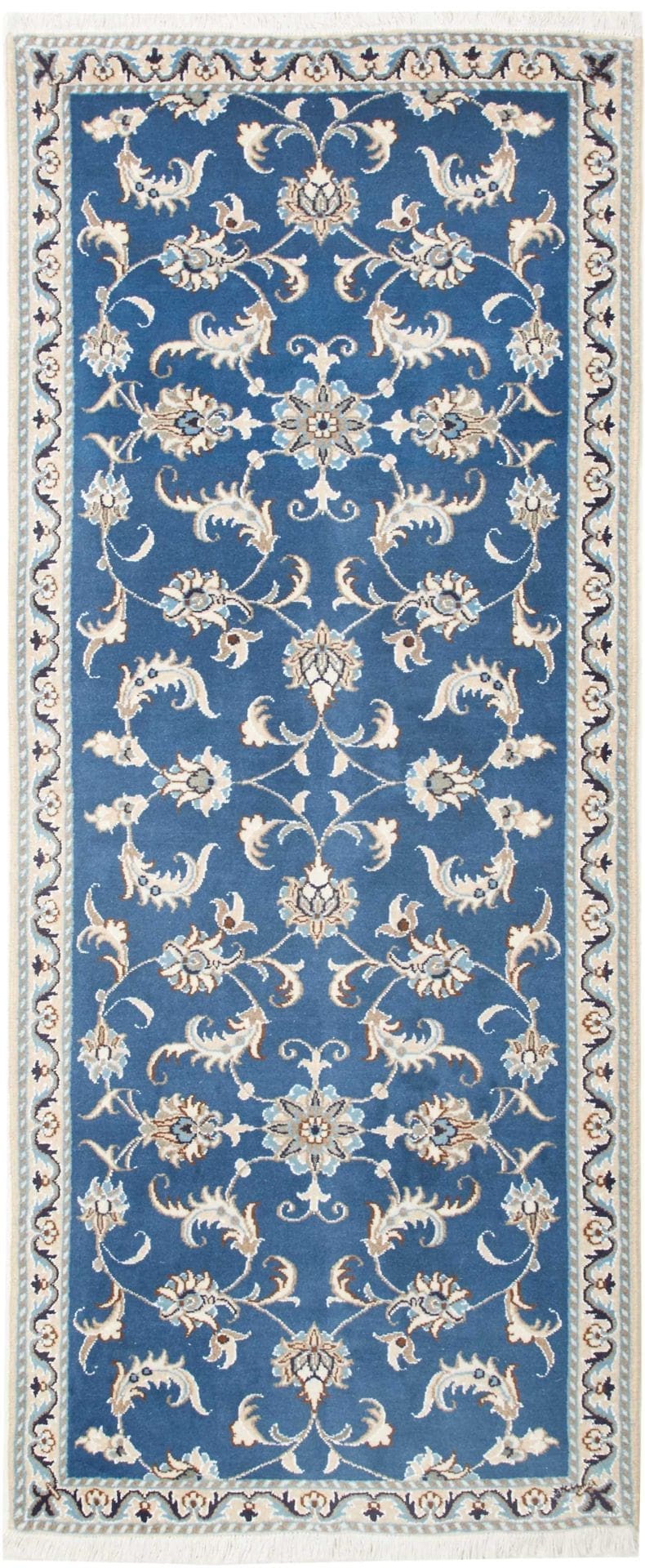 Nain Teppich 86 x 205 cm, florales Muster, handgeknüpft, Perserteppich