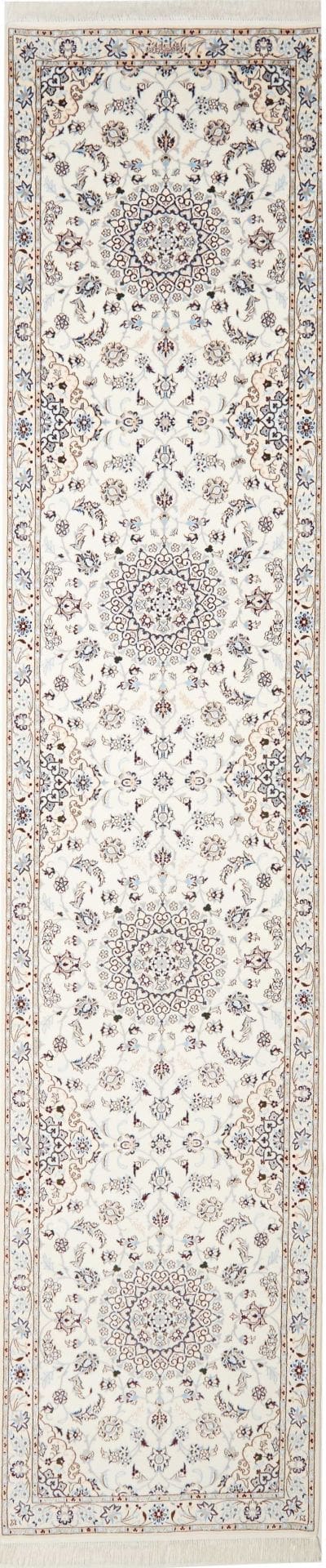 Nain Teppich 86 x 403 cm, florale Muster, Schurwolle, handgeknüpft