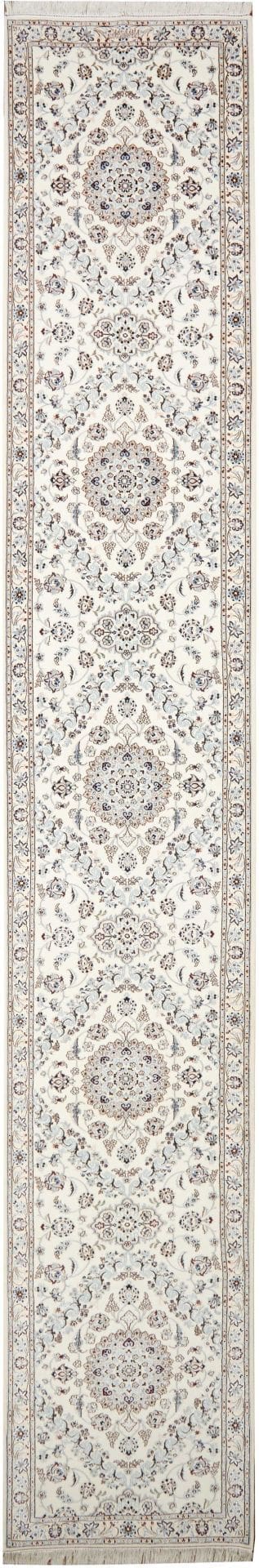 Nain Teppich 87 x 541 cm, florales Muster, handgeknüpft, Perserteppich