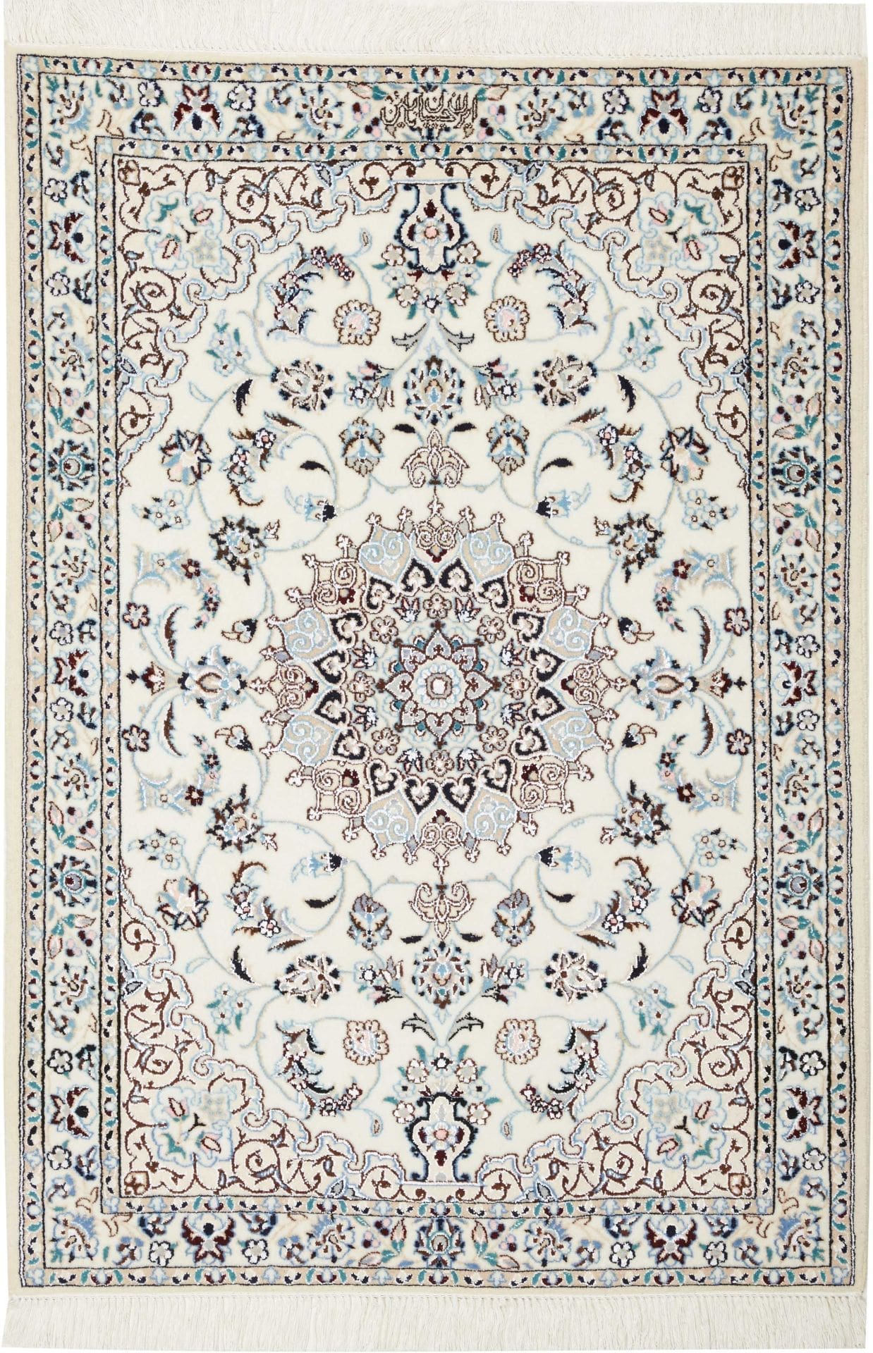 Nain Teppich 89 x 124cm, florale Muster, handgeknüpft, Perserteppich