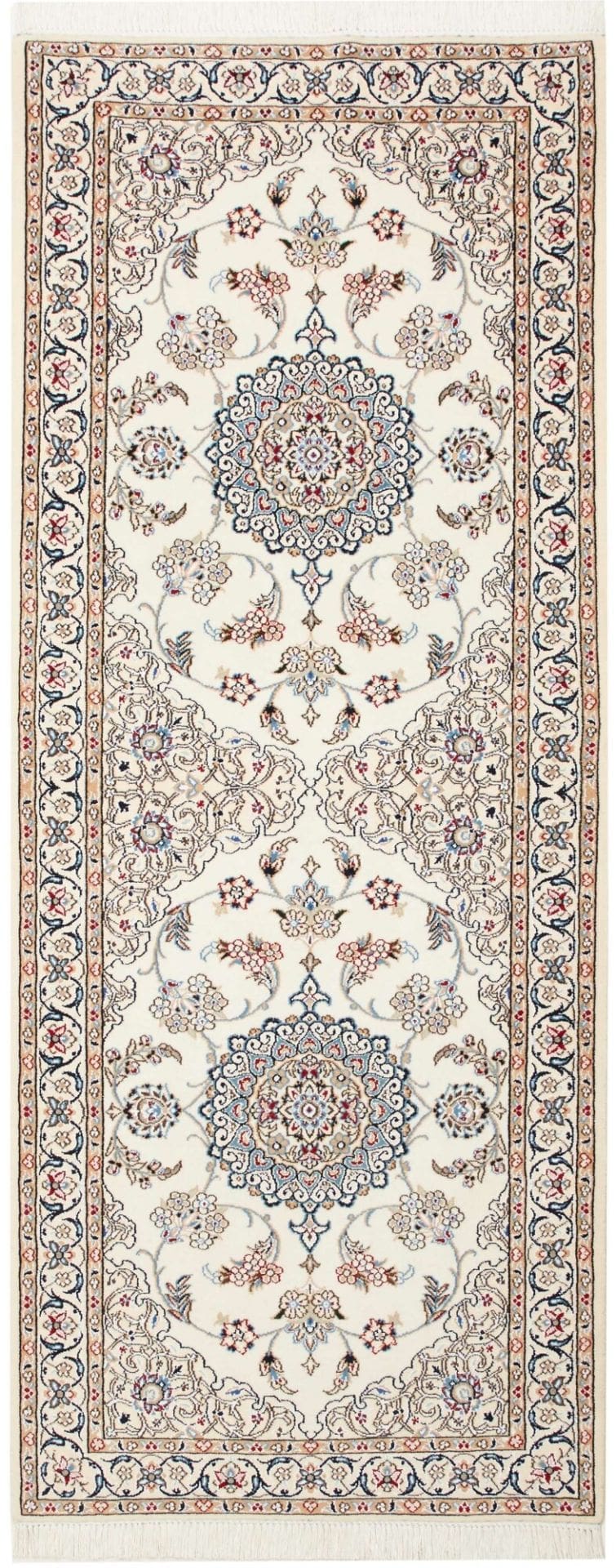 Nain Teppich 89 x 215cm, handgeknüpft, florale Muster, Perserteppich