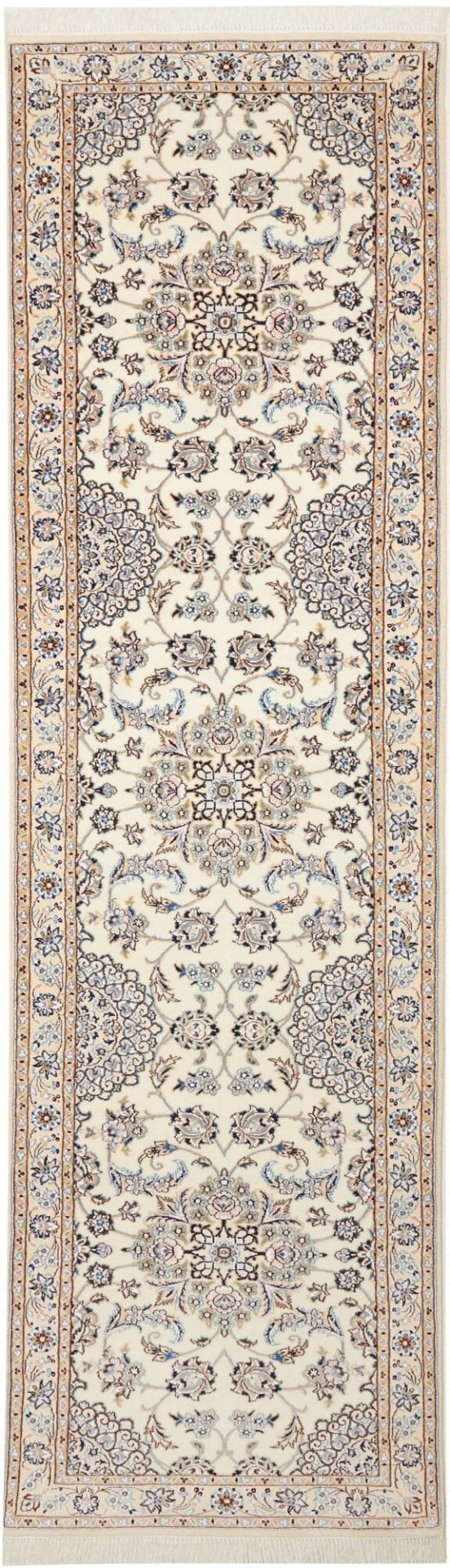 Nain Teppich 90 x 320 cm, florale Muster, handgeknüpft, Perserteppich