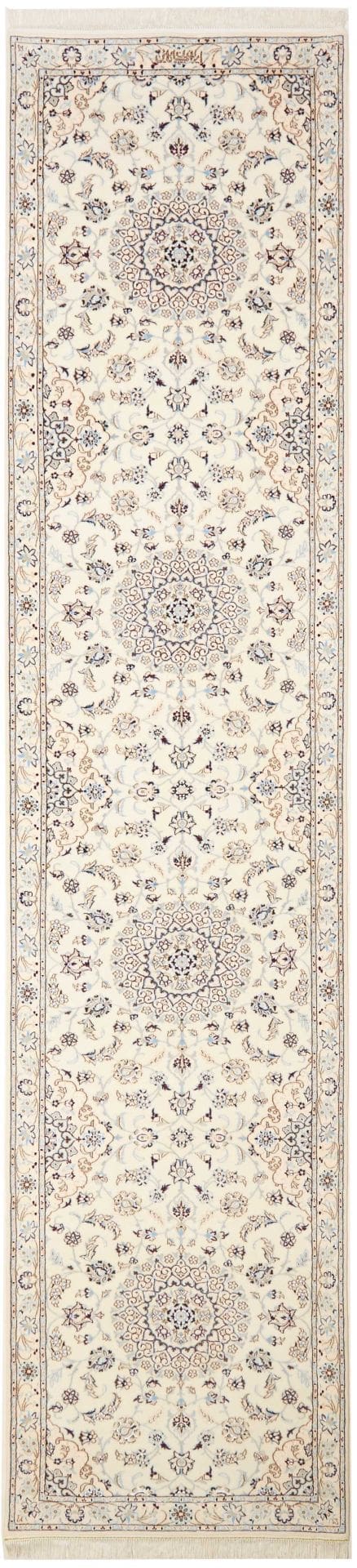 Nain Teppich 90 x 400cm, florales Muster, Schurwolle, handgeknüpft