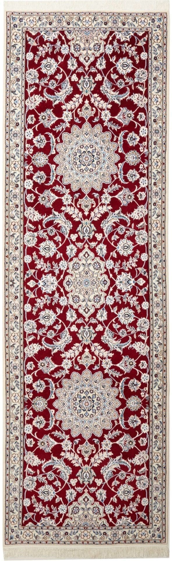 Nain Teppich 92 x 287cm, florales Design, Schurwolle, handgeknüpft