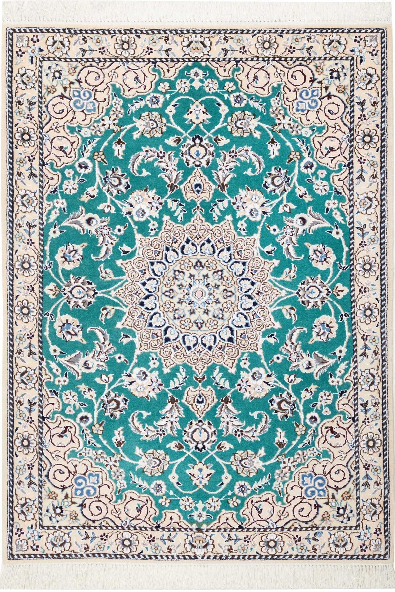 Nain Teppich 93 x 127cm, florale Musterung, handgeknüpft