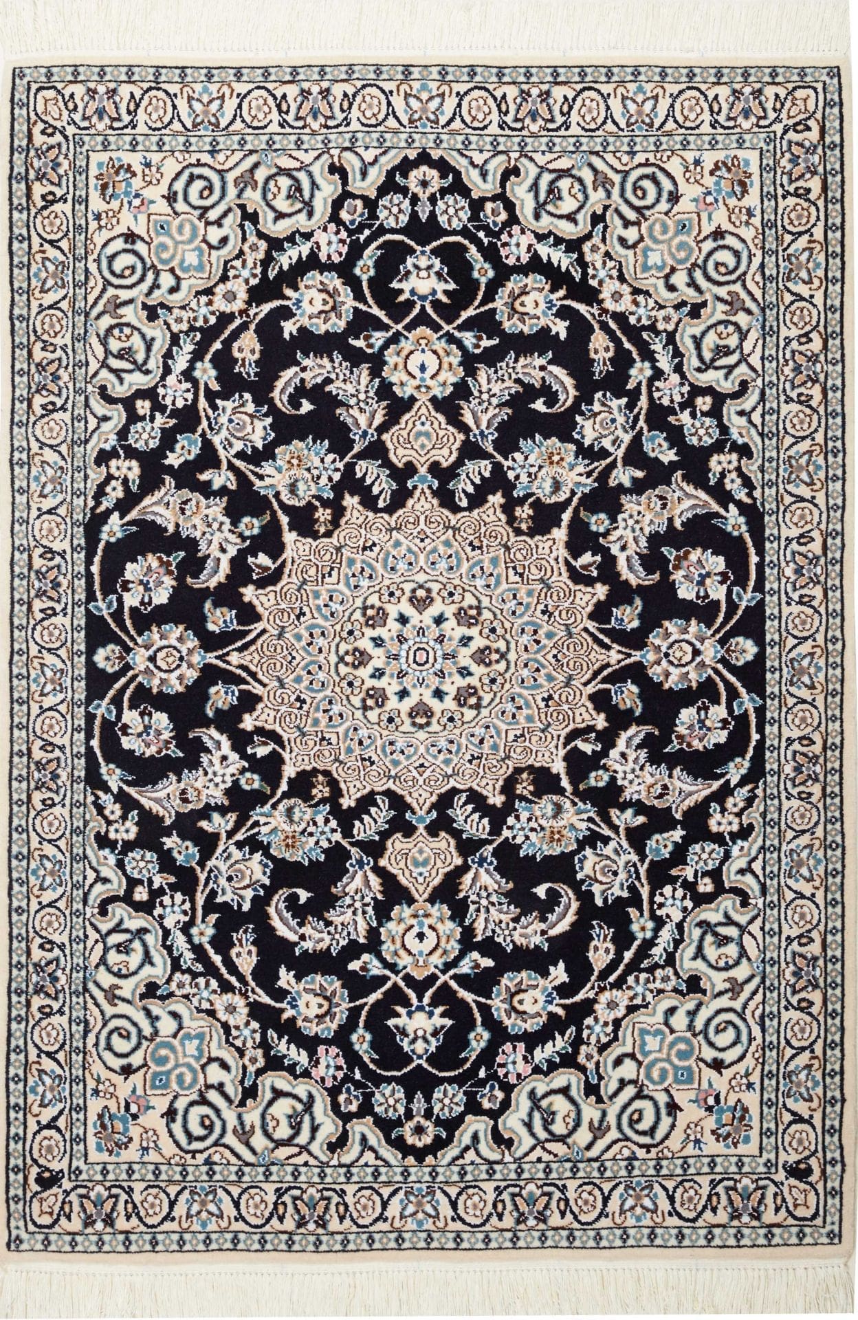 Nain Teppich 93 x 130 cm – handgeknüpft, florale Muster, Schurwolle