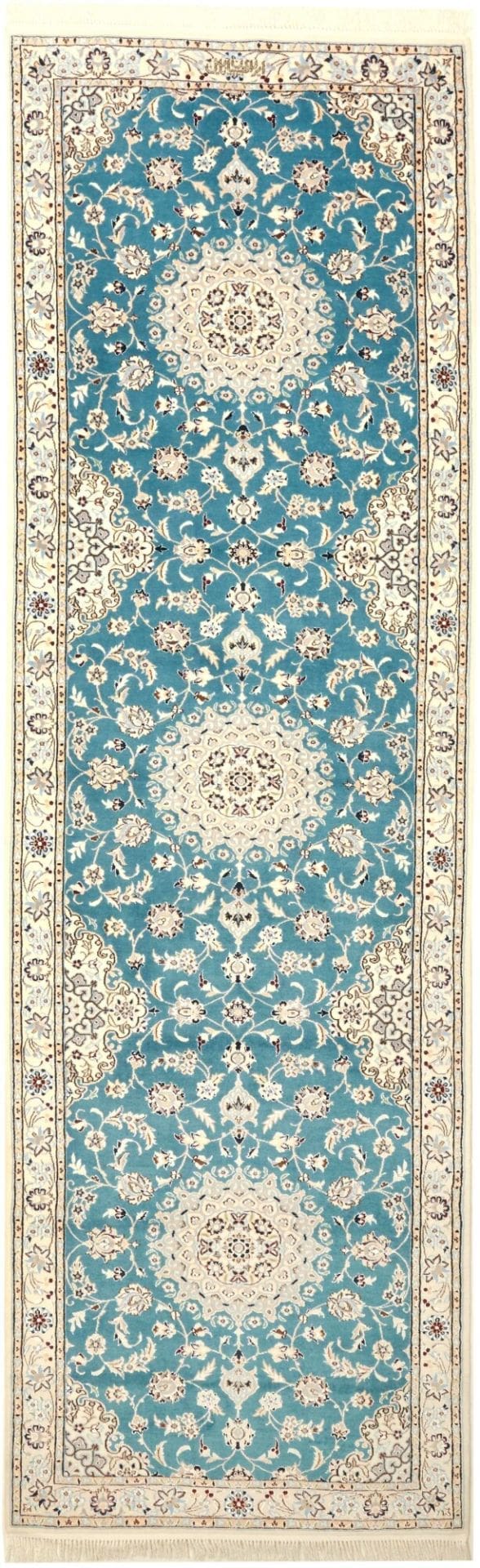 Nain Teppich 93 x 309cm, florale Muster, Schurwolle, handgeknüpft