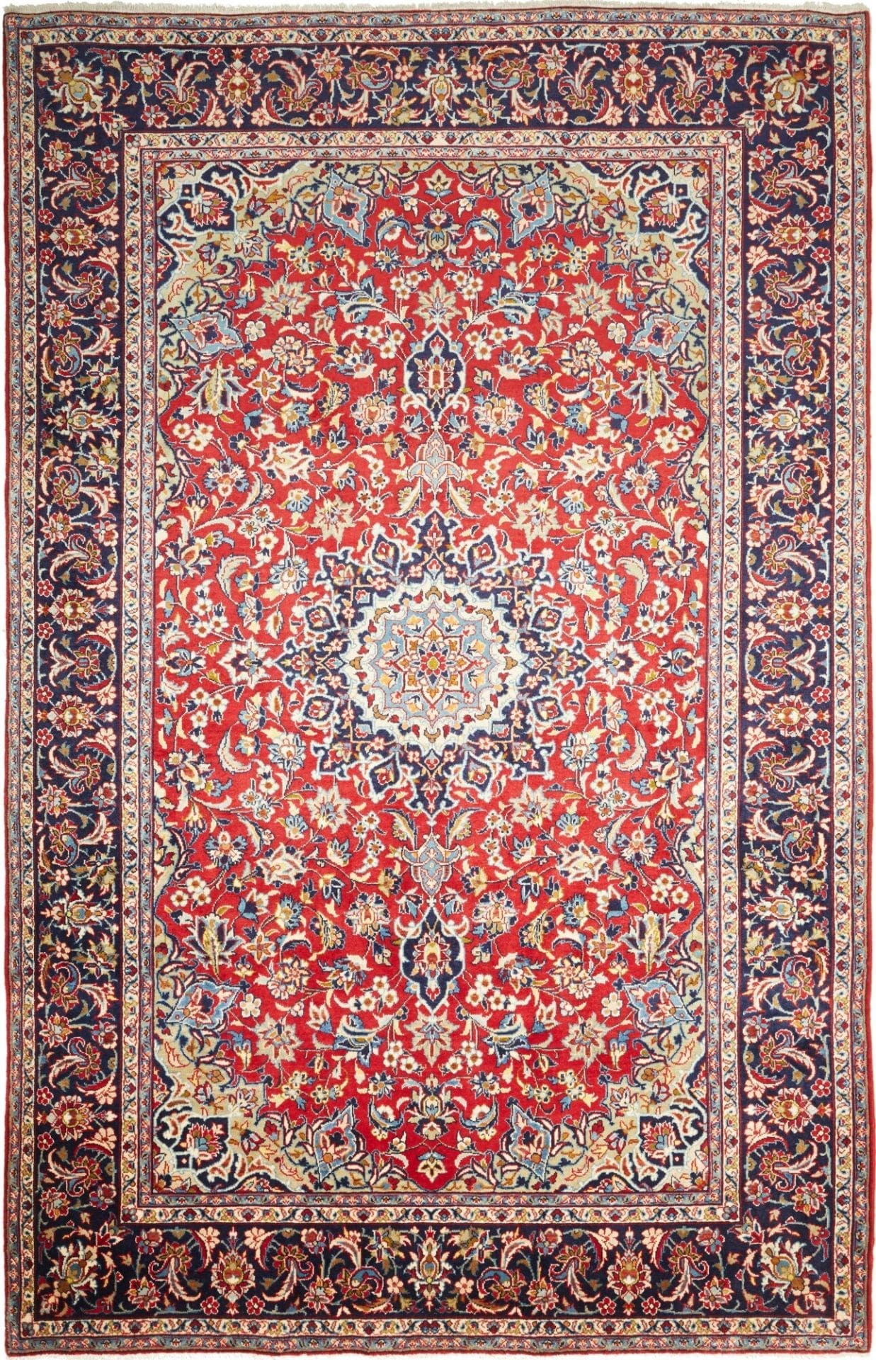 Najafabad Orientteppich 218 x 340 cm, geometrisches Design, handgeknüpft