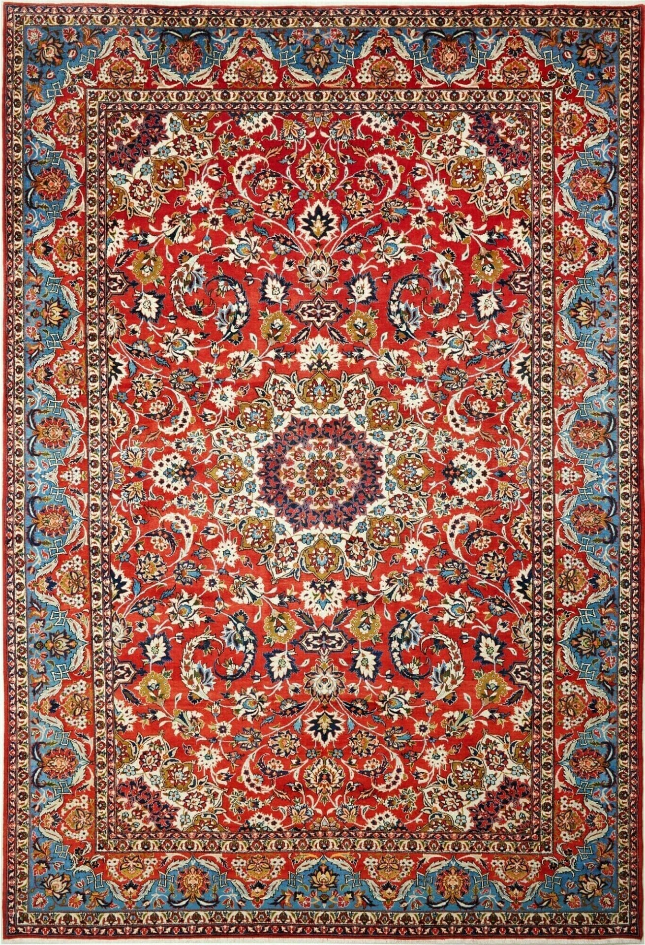 Najafabad Teppich 263 x 384cm, handgeknüpft, florales Design, Perserteppich