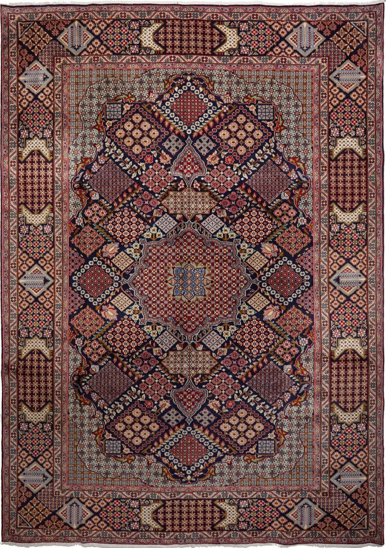 Najafabad Teppich 308 x 430cm, geometrisch, handgeknüpft, Perserteppich H1