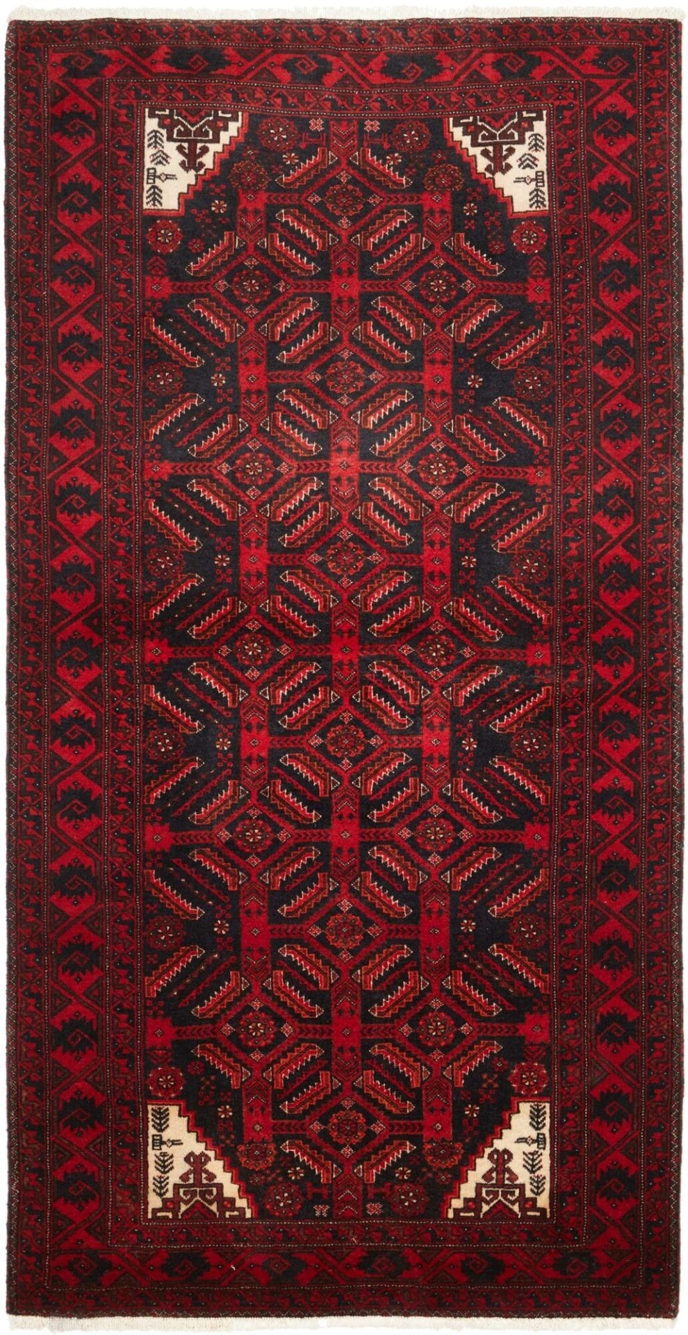 Orientteppich 100 x 192cm, florales Muster, Schurwolle, handgeknüpft