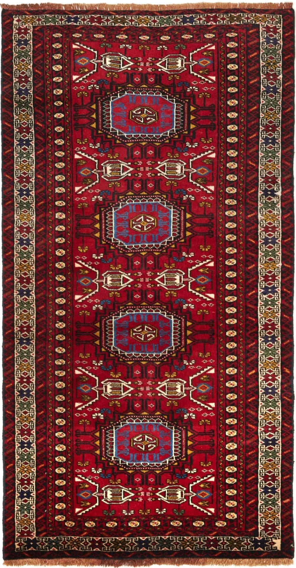 Orientteppich 101 x 190cm aus Schurwolle, handgeknüpft, floral