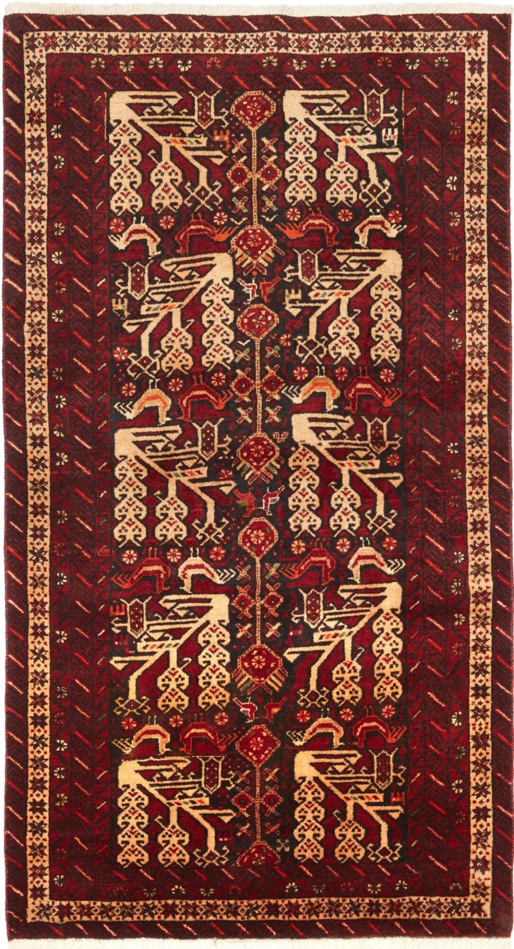 Orientteppich 105 x 190cm, handgeknüpft, Schurwolle, florales Muster