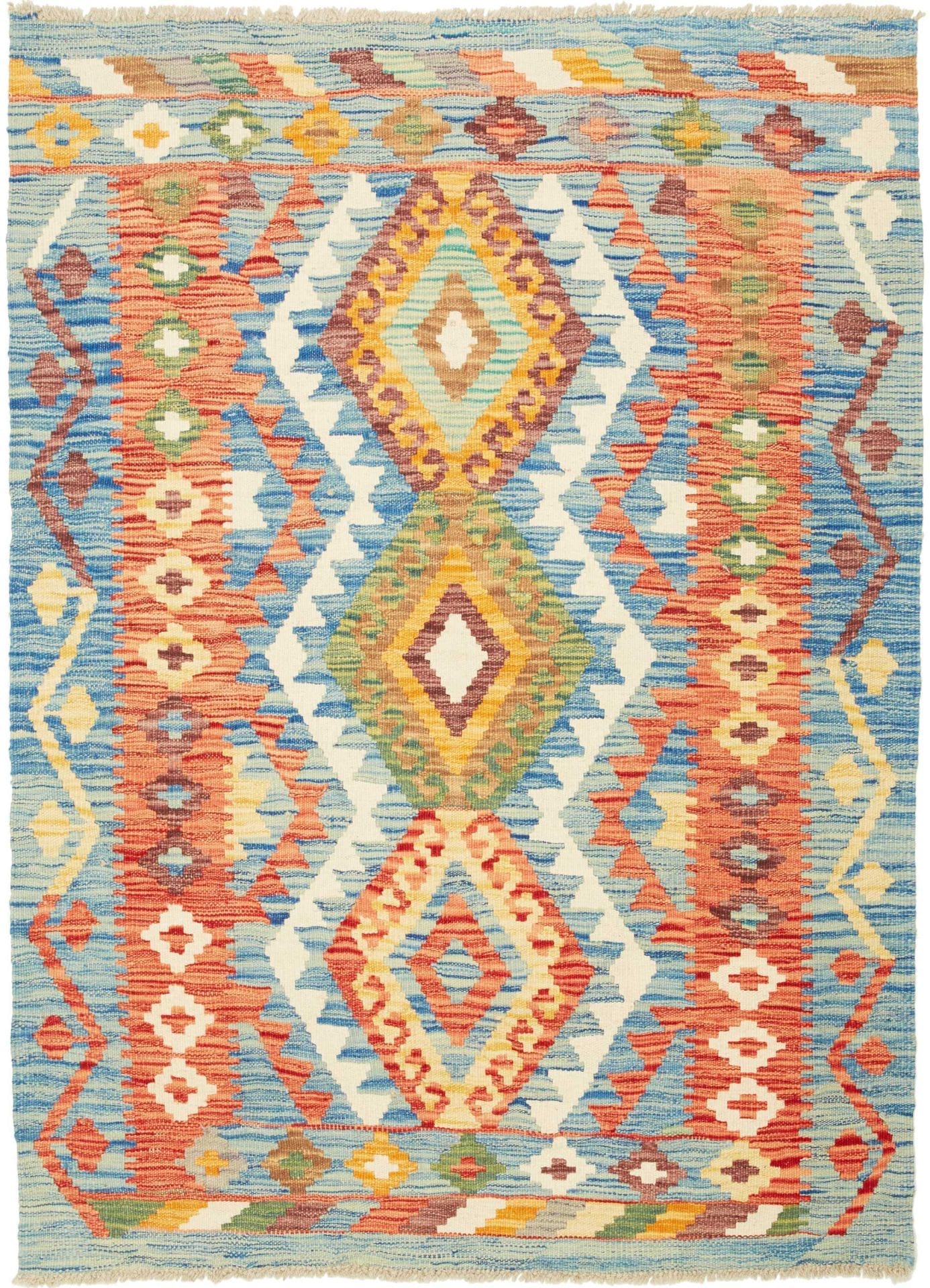 Orientteppich 111 x 146 cm aus Schurwolle, handgewebt, rustikal