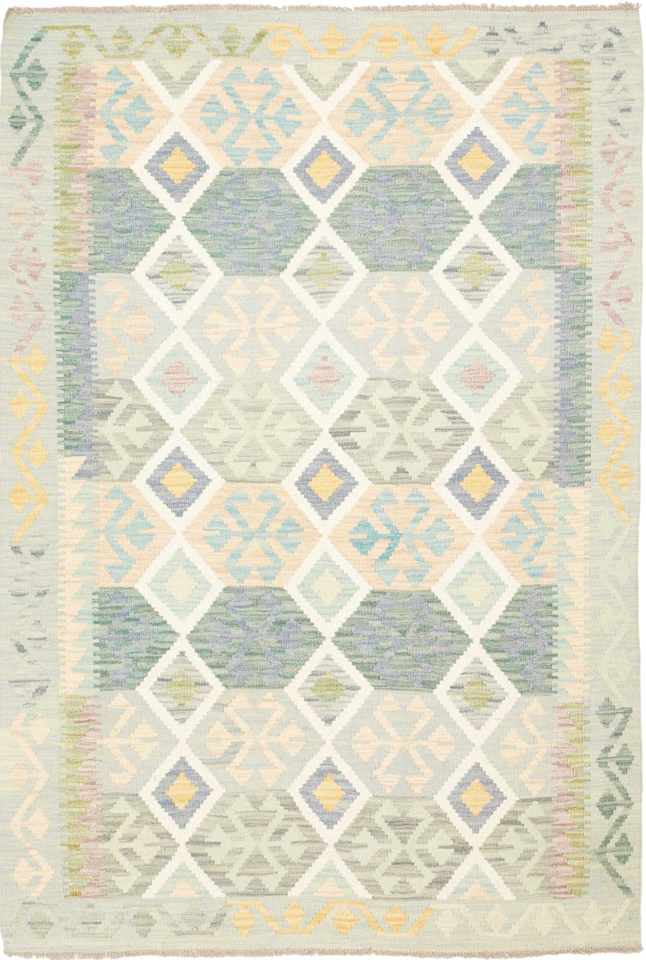 Orientteppich 128 x 184 cm aus Schurwolle, rustikal, handgewebt