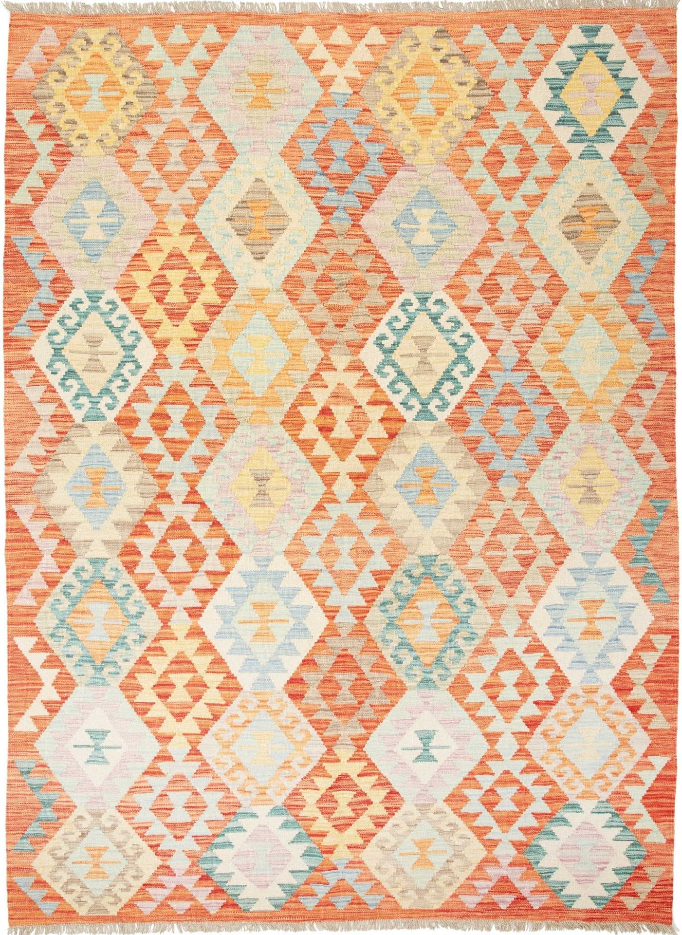 Orientteppich 181 x 240cm, handgewebt, afghanischer Kelim aus Schurwolle