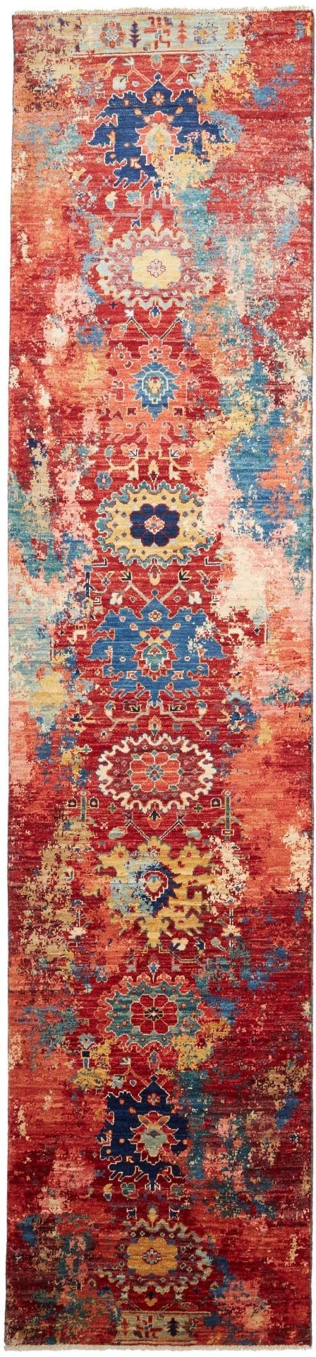 Orientteppich 82 x 351 cm aus Schurwolle, handgeknüpft, elegant