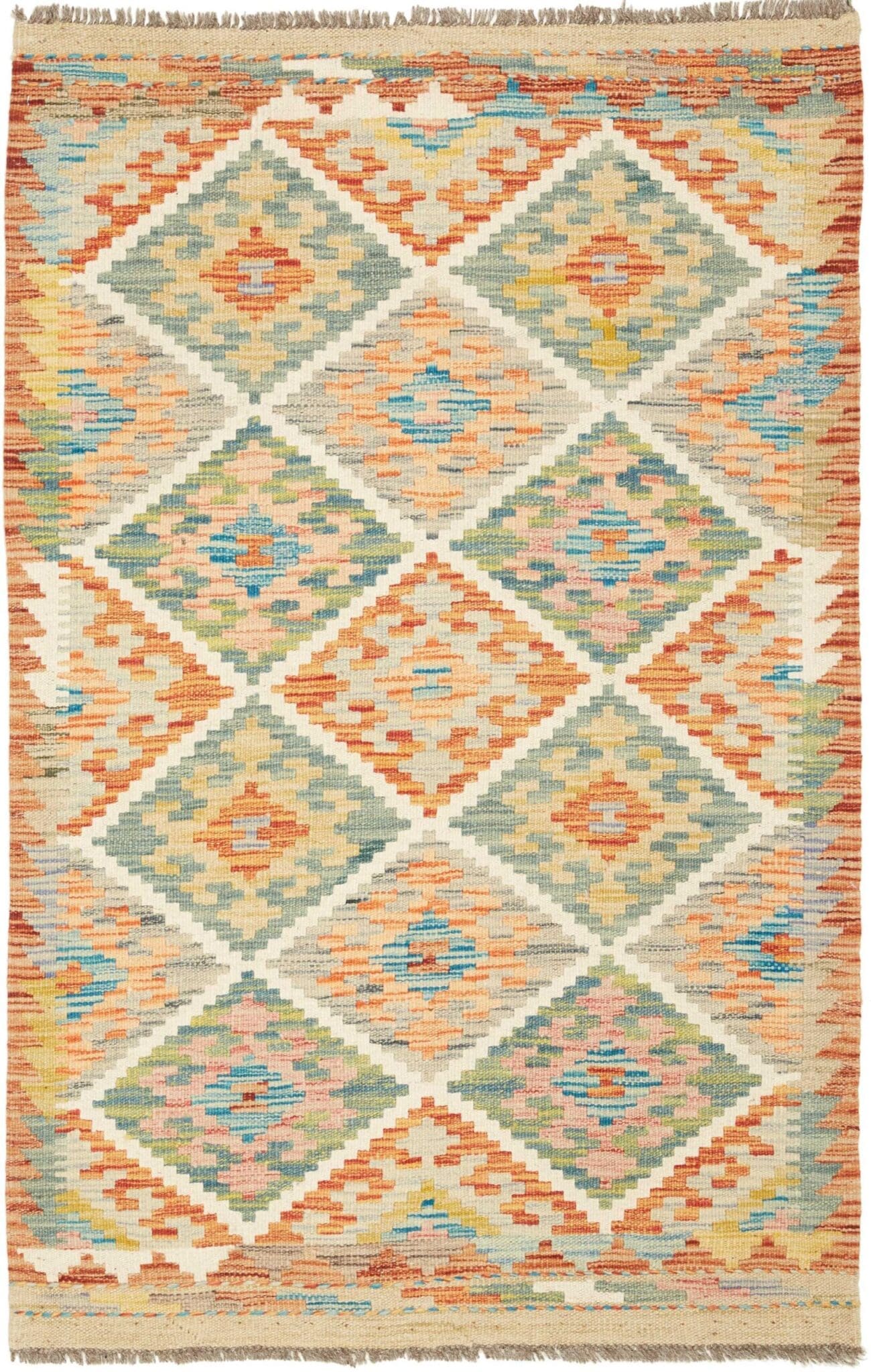 Orientteppich 84 x 127 cm aus Schurwolle, handgewebt, Kelim-Design