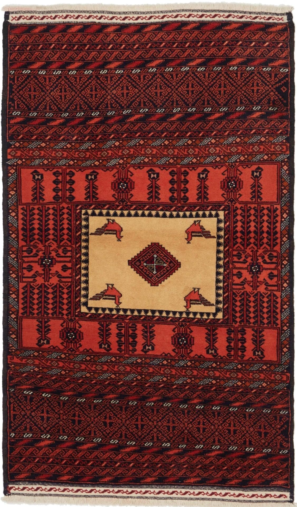 Orientteppich 93 x 155 cm, handgeknüpft, Schurwolle, floral