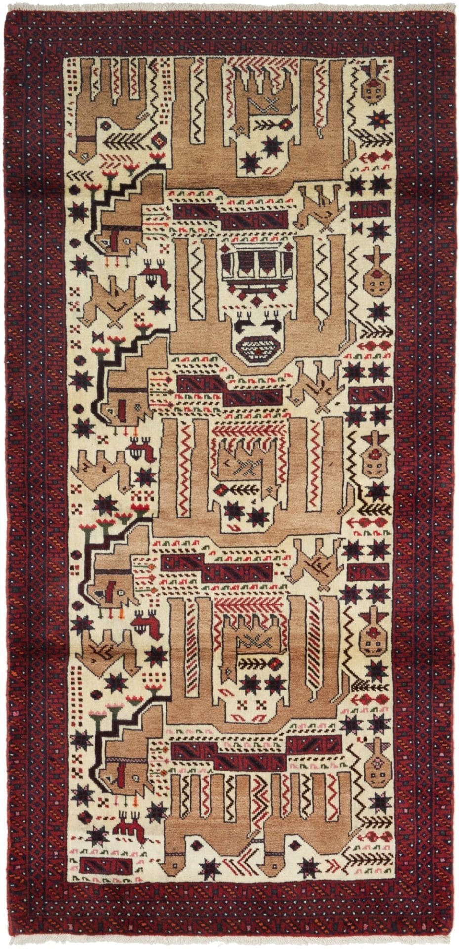 Orientteppich 95 x 200cm | Handgeknüpft aus Schurwolle | Nain