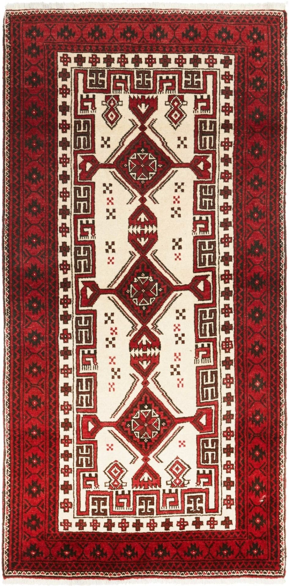 Orientteppich 98 x 192cm aus Schurwolle, handgeknüpft, florales Muster