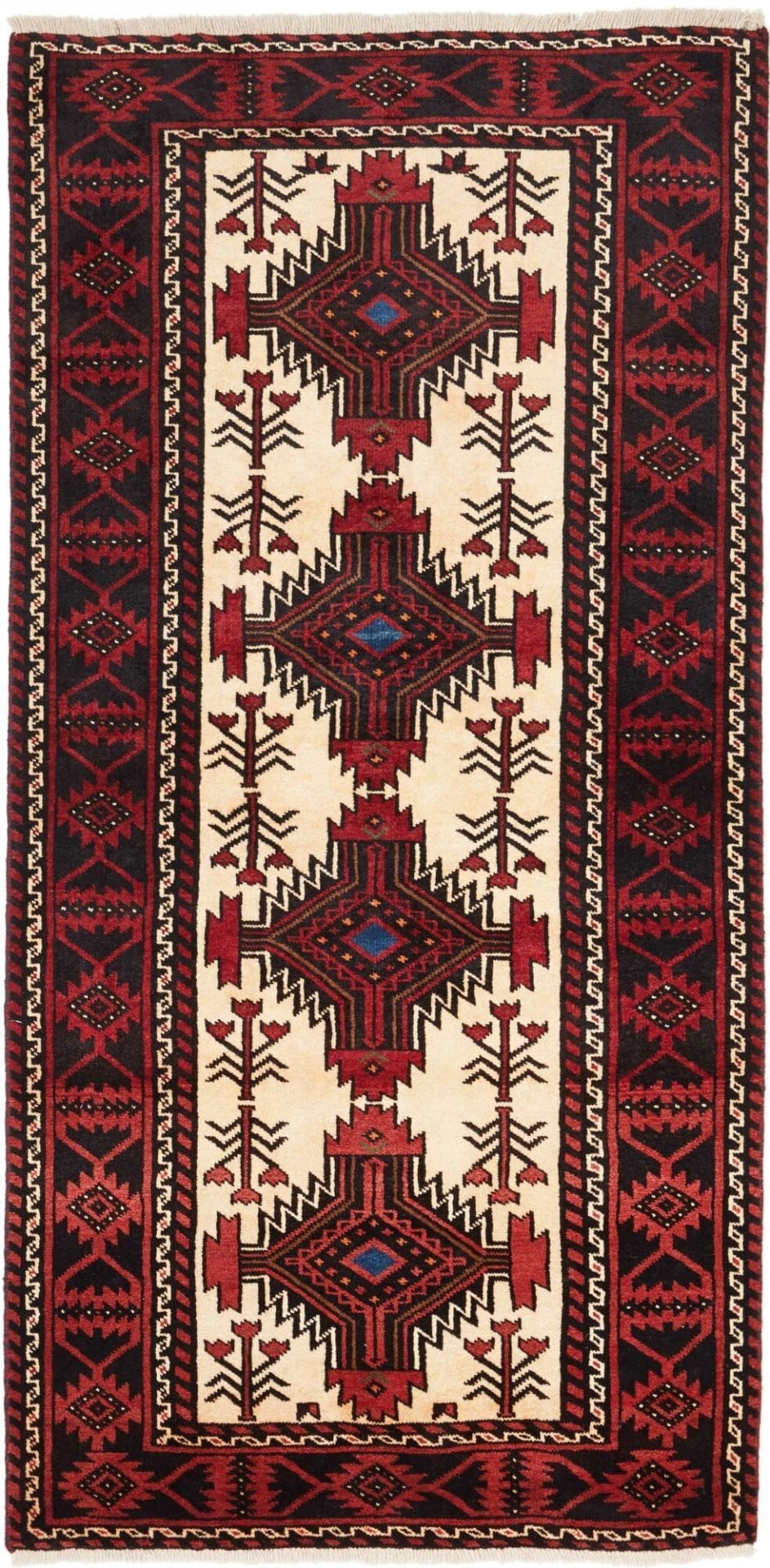 Orientteppich 99 x 199cm – Handgeknüpft, Schurwolle, Florales Muster