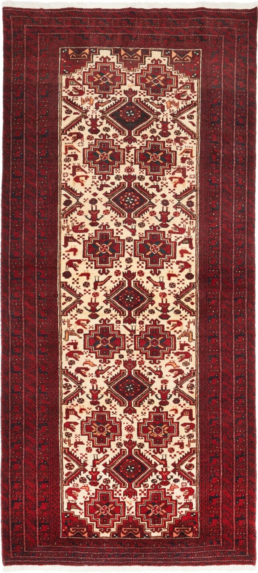 Orientteppich 99 x 220 cm aus Schurwolle, handgeknüpft, Nain-Muster