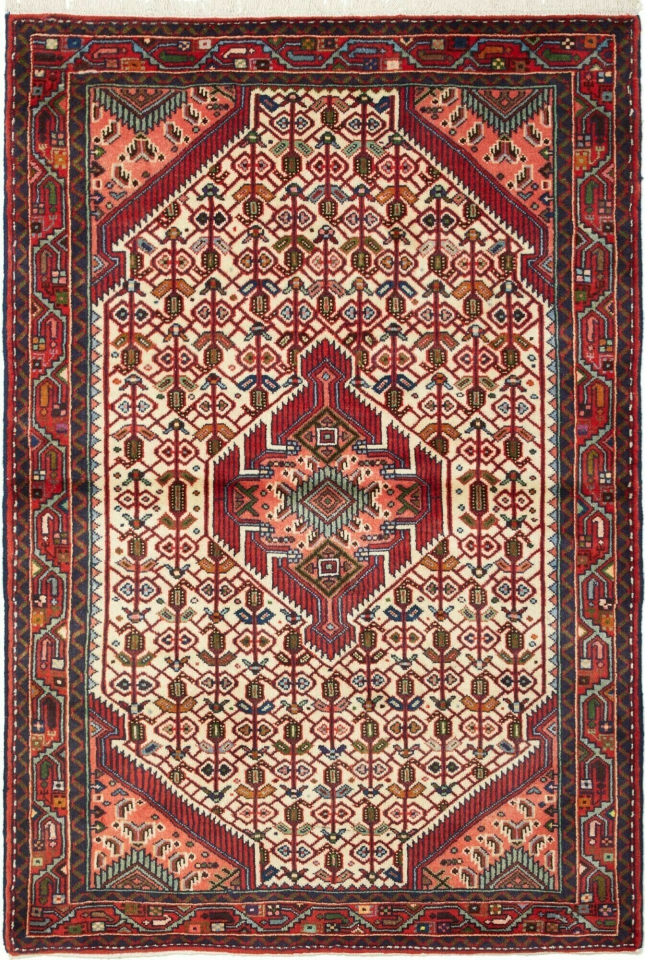 Orientteppich Hamadan 106 x 152 cm - Herati-Muster, handgeknüpft