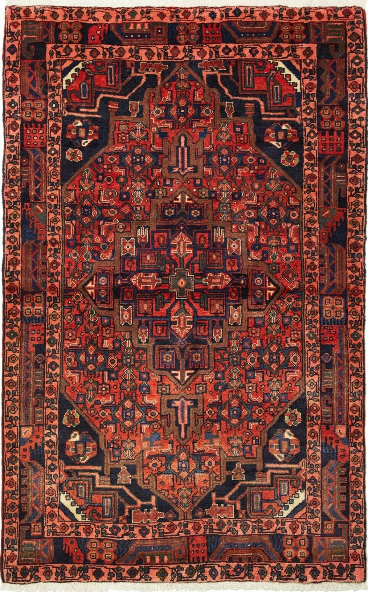 Orientteppich Hamadan 106 x 159cm, Schurwolle, Herati-Muster, handgeknüpft