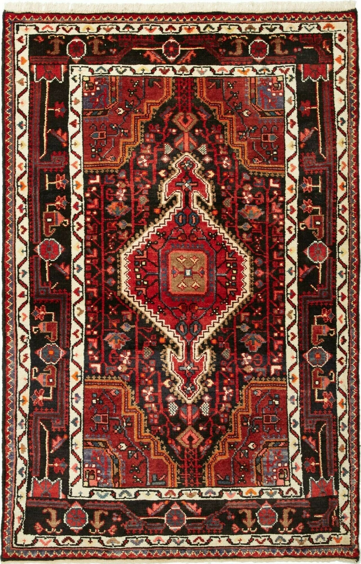 Orientteppich Hamadan 110 x 165 cm, geometrisches Muster, handgeknüpft