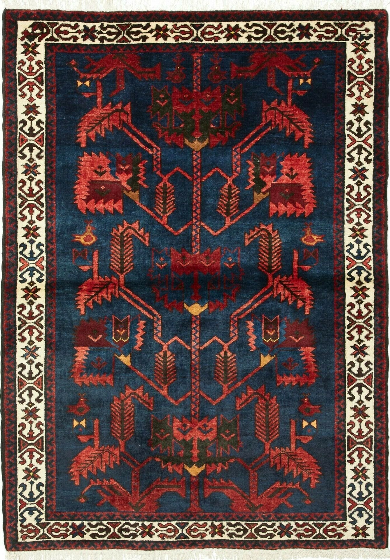 Orientteppich Hamadan 111 x 150 cm, Schurwolle, Herati-Muster, handgeknüpft