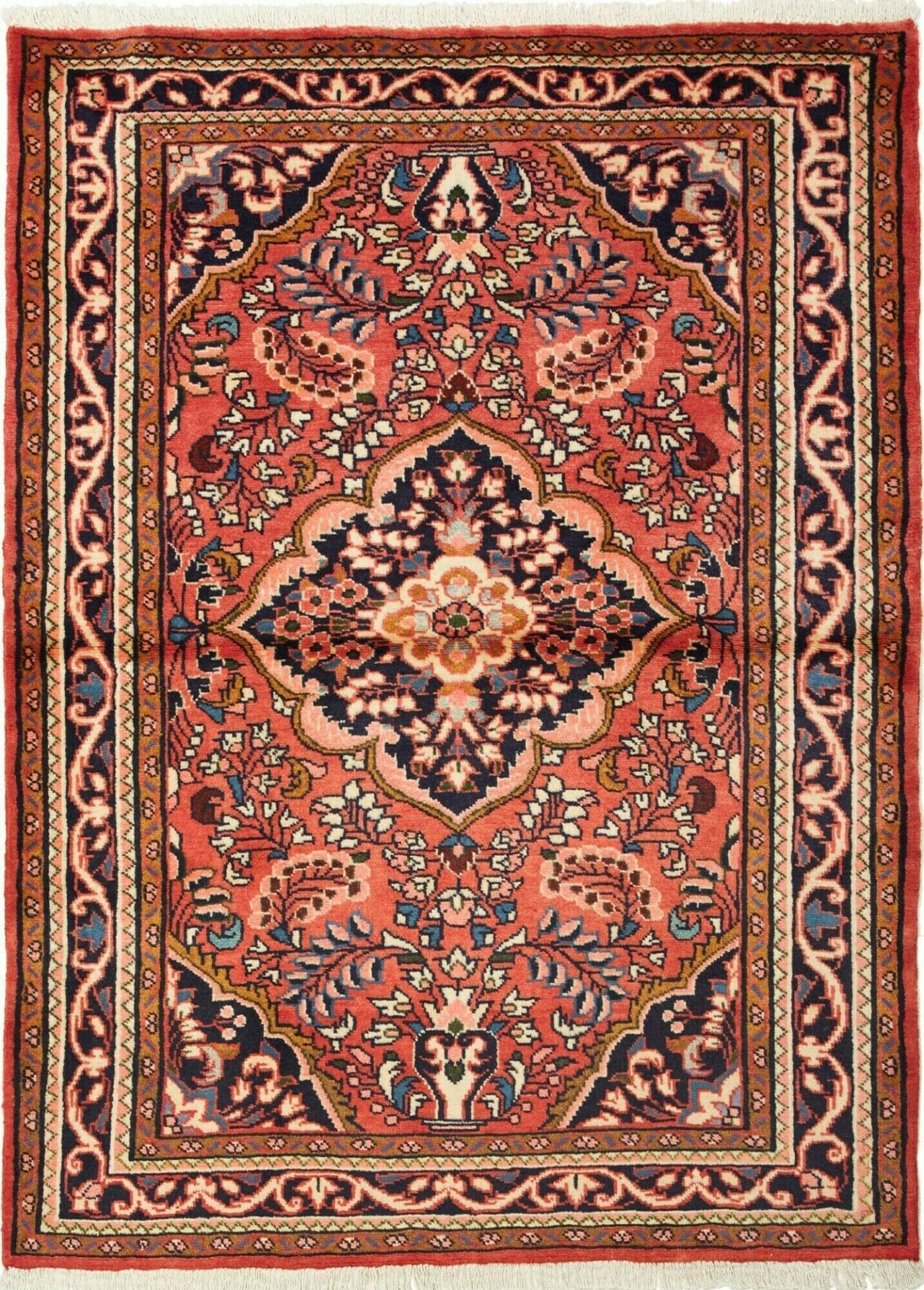 Orientteppich Hamadan 115 x 152 cm, Schurwolle, Herati-Muster, handgeknüpft