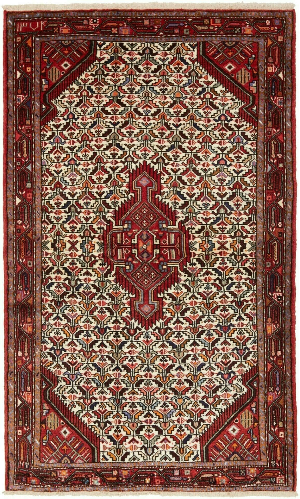 Orientteppich Hamadan 131 x 208 cm mit Herati-Muster, handgeknüpft