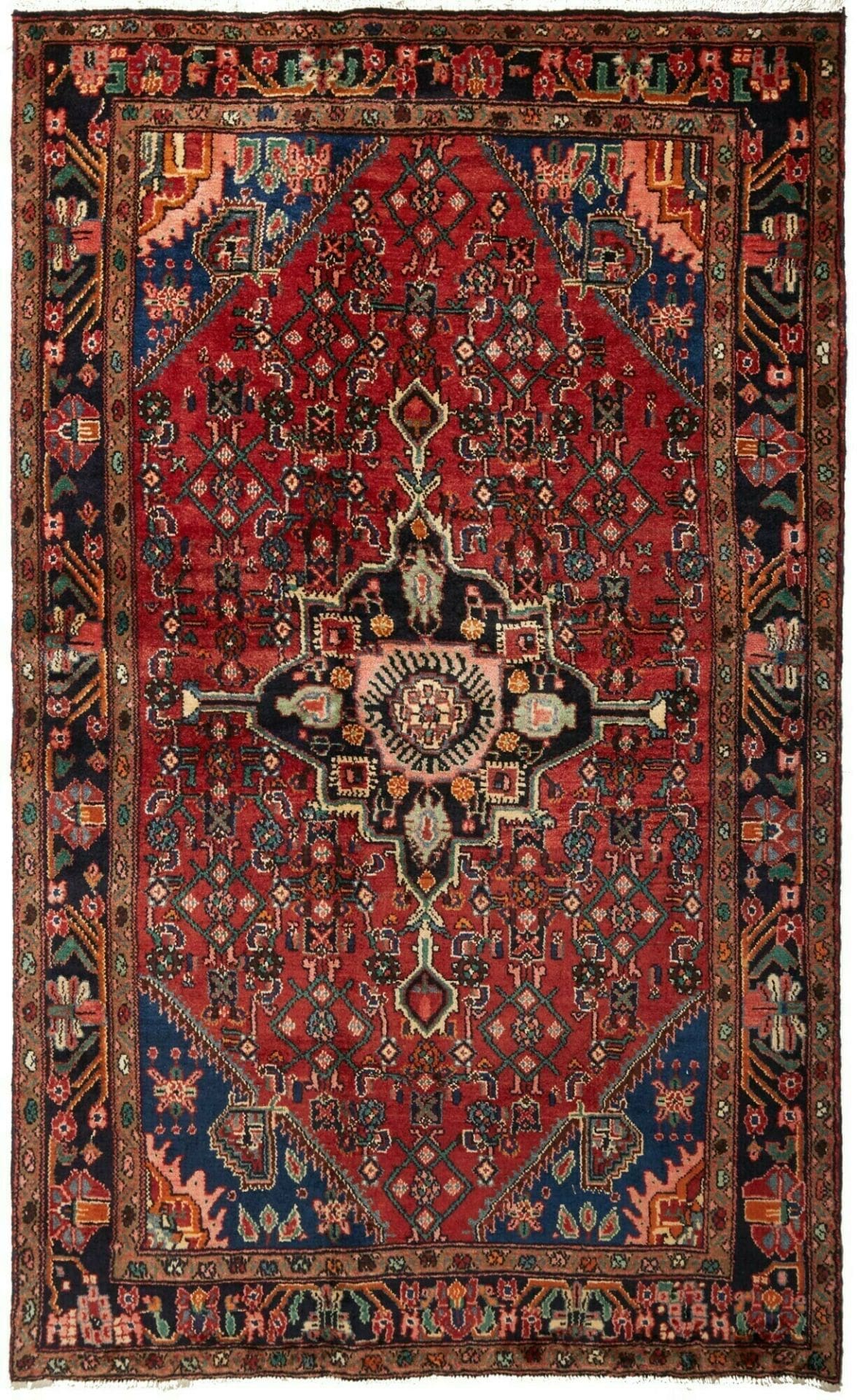 Orientteppich Hamadan 135 x 216cm, Schurwolle, geometrisches Muster, handgeknüpft