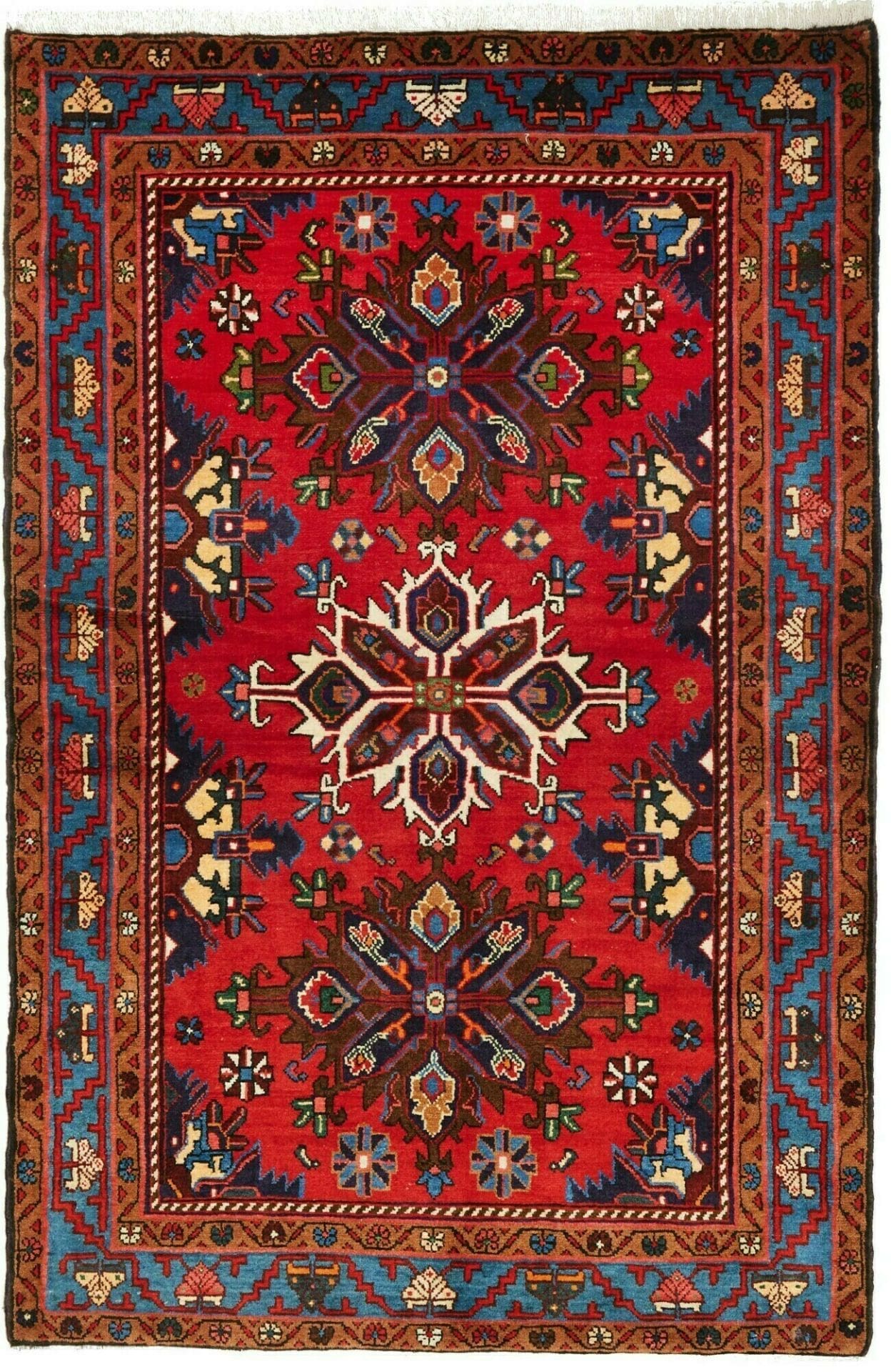 Orientteppich Hamadan 138 x 206cm, Schurwolle, geometrisches Muster, handgeknüpft