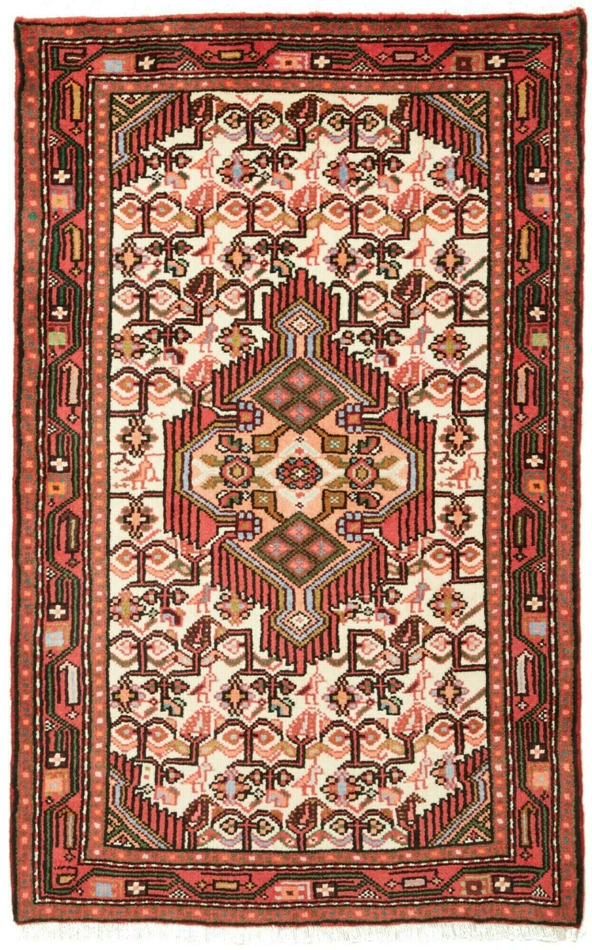 Orientteppich Hamadan 81 x 125 cm, florales Herati-Muster, handgeknüpft
