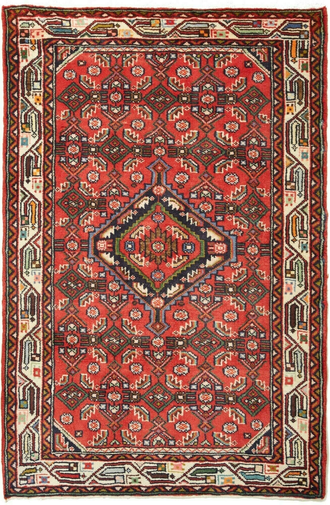 Orientteppich Hamadan 89 x 135 cm, Herati-Muster, handgeknüpft
