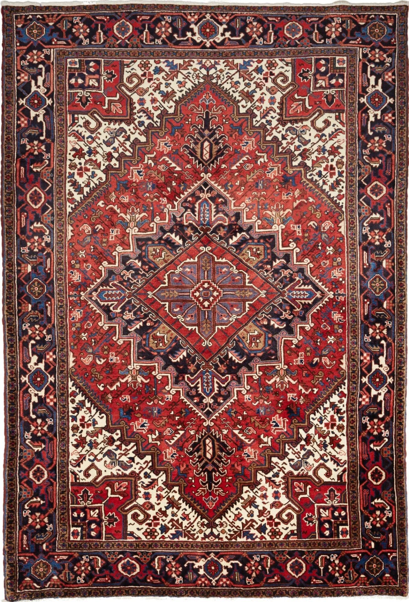 Orientteppich Heriz 213 x 306 cm, geometrisches Muster, handgeknüpft