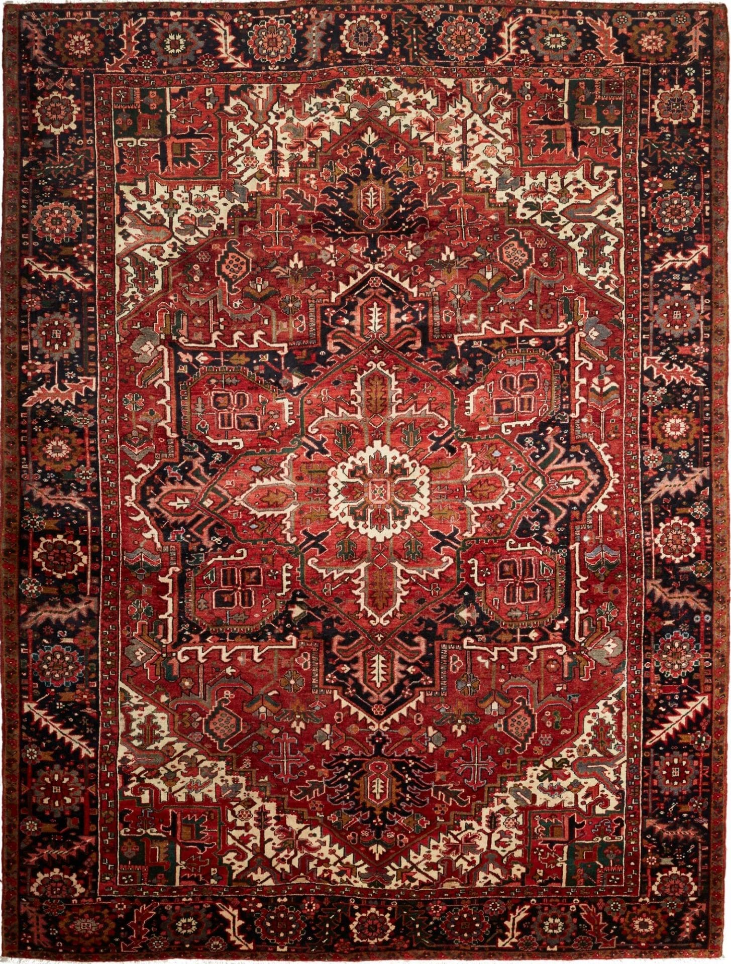 Orientteppich Heriz 273 x 353cm, rustikale geometrische Muster, handgeknüpft