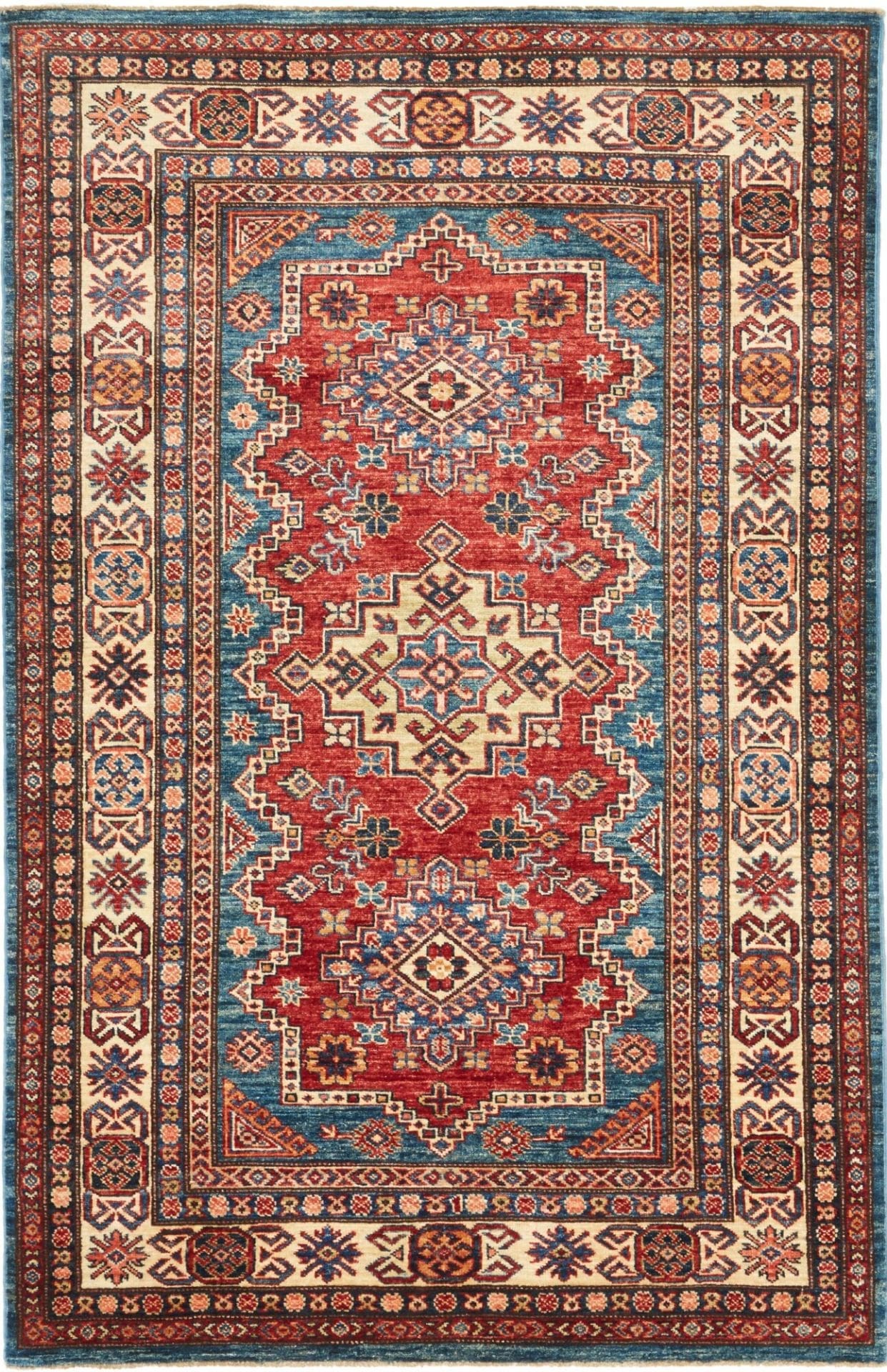 Orientteppich Kazak 123 x 184cm, Schurwolle, handgeknüpft